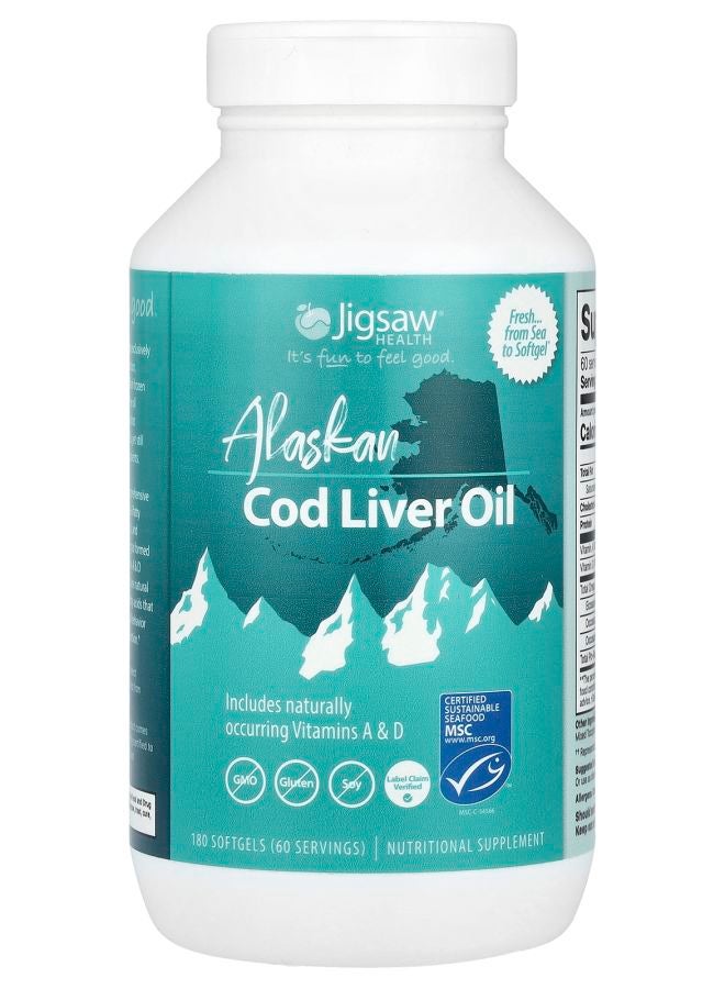 Jigsaw Health Alaskan Cod Liver Oil 180 Softgels