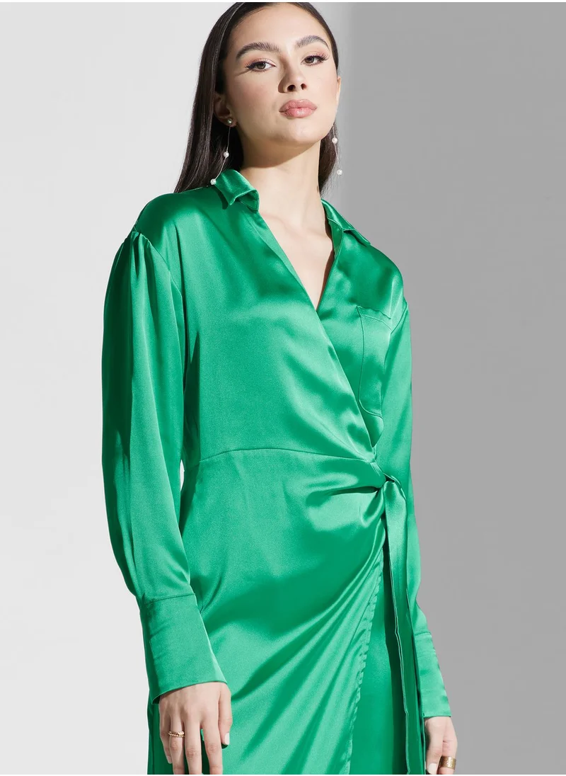 PRETTY LAVISH Pocket Detail Wrap Dress