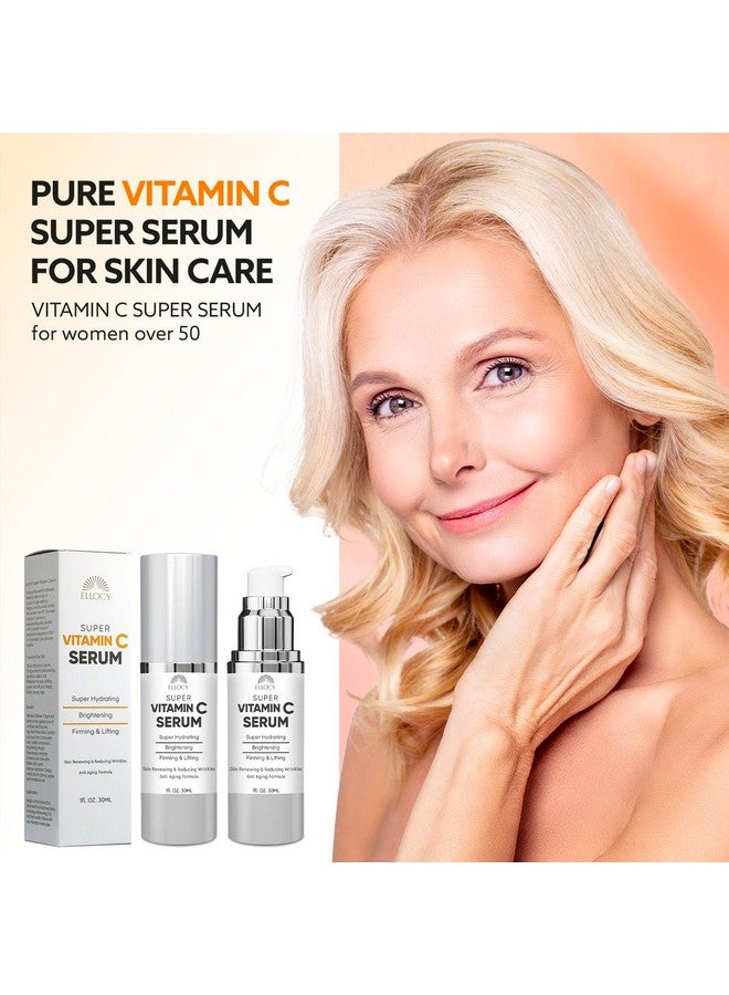 Ellocy Super Vitamin C Serum for Mature Skin: All-In-One Hydrating Anti-Aging Formula - Vitamin C, Hyaluronic Acid, Vitamin E, Caffeine - Face Lift Serum for Wrinkles, Age Spots, Firms, Hydrates - 1 fl oz - Image 5