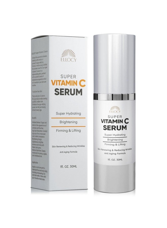 Ellocy Super Vitamin C Serum for Mature Skin: All-In-One Hydrating Anti-Aging Formula - Vitamin C, Hyaluronic Acid, Vitamin E, Caffeine - Face Lift Serum for Wrinkles, Age Spots, Firms, Hydrates - 1 fl oz - Image 1