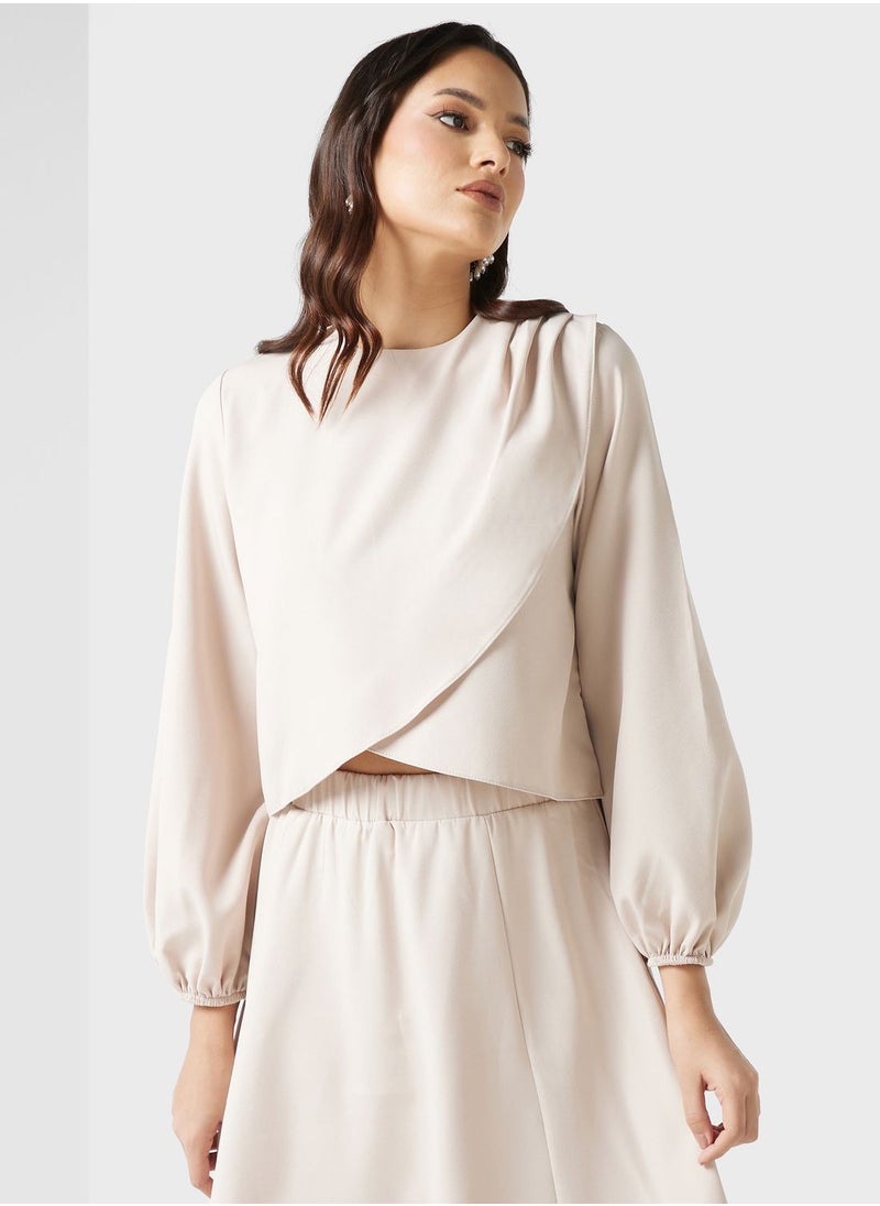 Khizana - Balloon Sleeve Top & Skirt Set - Image 1