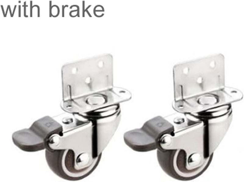 Mute L Type Side Mounted Casters With Brake TPE Splint Wheel Bearing Anti Wrap 2Pcs 1 5 Inch - Image 3