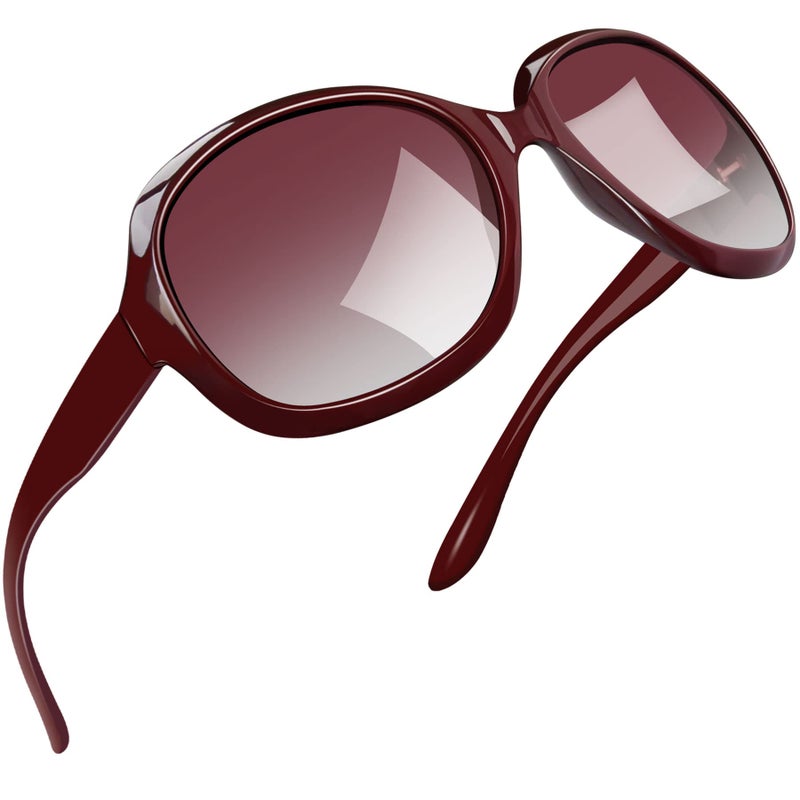 Joopin Oversized Polarized Sunglasses for Women, Burgundy Large Jackie Sun Glasses, Wine Red Ladies Shades UV Protection - Image 1