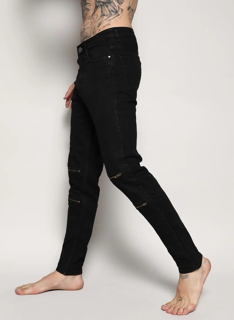 Campus Sutra  Men's Zip Detail Slim Fit Denim Jeans for Men | Best Price UAE