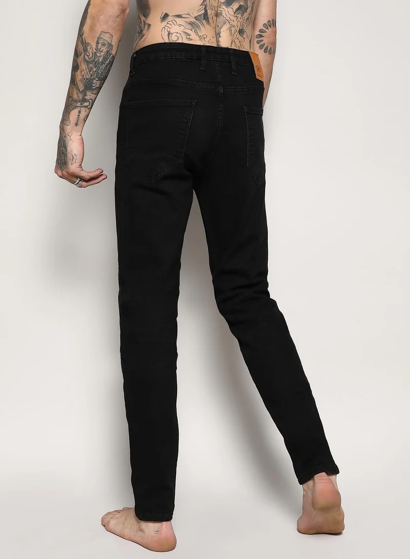 Campus Sutra  Men's Zip Detail Slim Fit Denim Jeans for Men | Best Price UAE