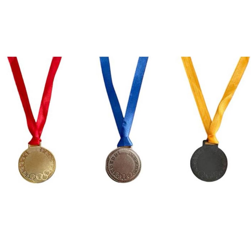 Gmefvr Sports Medals Set of 3 Gold, Silver & Brownz Size 2.2" for School Winners, Sports, Athletic Games and Office RNR Meeting Rewards (Silver 3) - Image 1