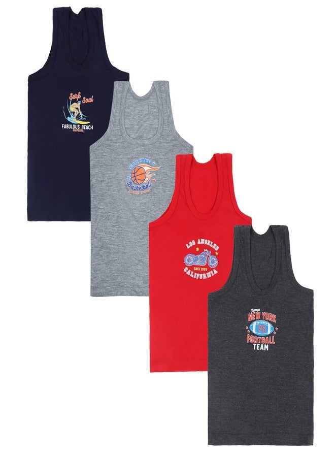KEATY Premium Cotton Innerwear Newborn Baby Boys and Girls Vest Baniyan Sleeveless Sando Shirt Ganji with Regular Fit Tank-Tops Toddler(Pack of 4) (in, Age, 3 Years, 4 Years, Regular, Multicolor) - Image 1