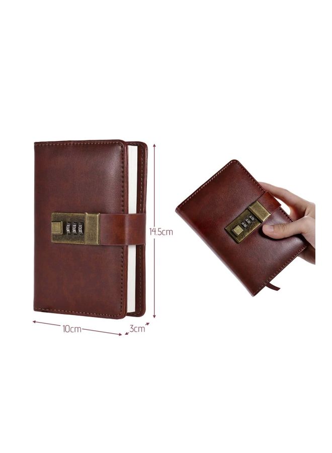 إسكدنيا دفتر ملاحظات جيبي مقاس A7 مزود بقفل برقم سري البني/الأبيض - Image 4