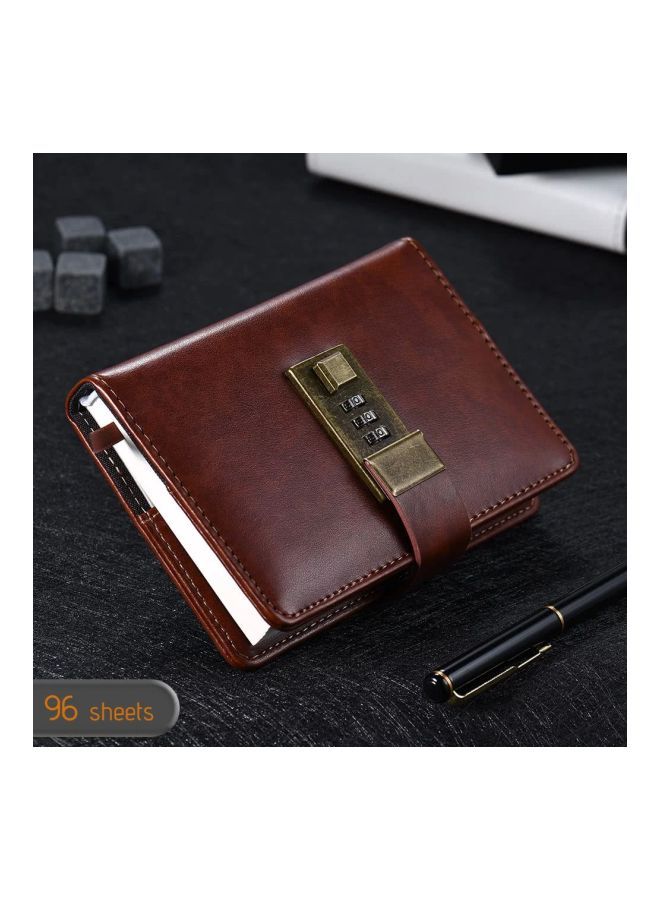 إسكدنيا دفتر ملاحظات جيبي مقاس A7 مزود بقفل برقم سري البني/الأبيض - Image 5