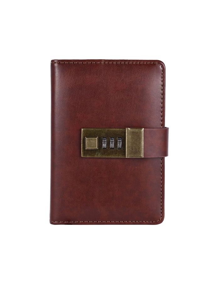 إسكدنيا دفتر ملاحظات جيبي مقاس A7 مزود بقفل برقم سري البني/الأبيض - Image 1