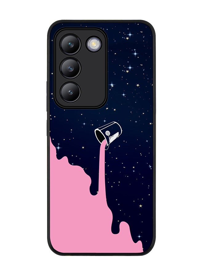 Stylizedd غطاء حافة أسود متين لهاتف Vivo V30 Lite 5G، تصميم نحيف، غطاء مطاطي مرن بحواف مضادة للسقوط من نوع TPU Gel رقيق - Berry Milky Way - Image 1