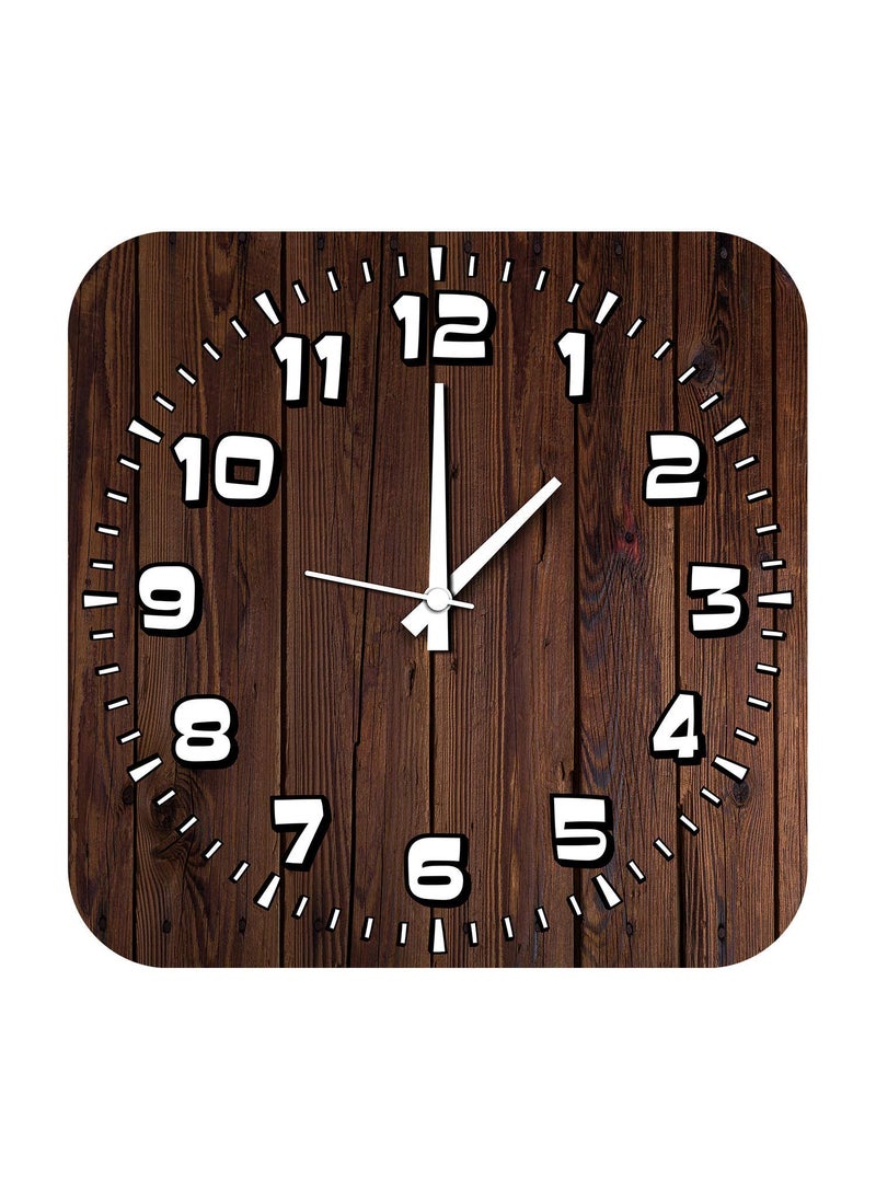 Rockford Rockford Wood Texture on Digital Print Wall Clock Without Glass for Home/Bedroom/Kitchen and Office, 11X11 Inches, Brown  - Image 1
