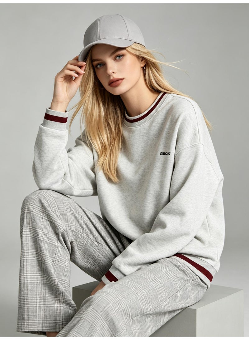 GEOX Men Casual Crew Neck Sweatshirt Long Sleeve Daily Wear Light Heather Grey - Image 2
