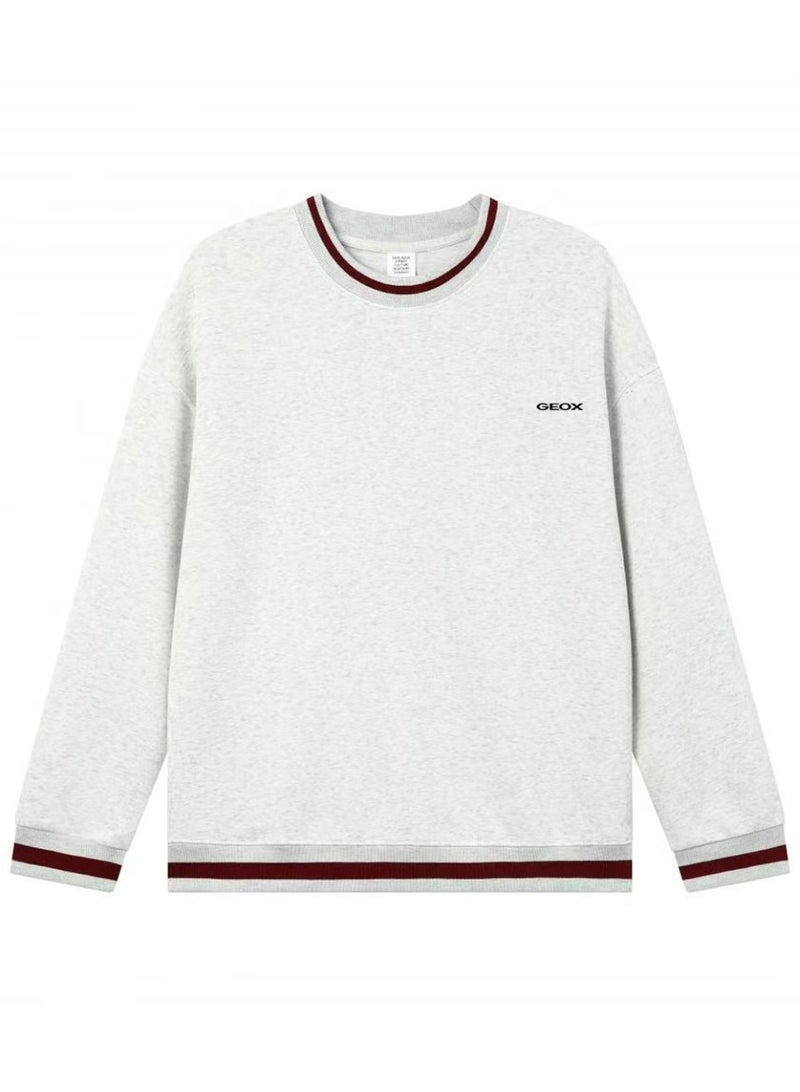 GEOX Men Casual Crew Neck Sweatshirt Long Sleeve Daily Wear Light Heather Grey - Image 5
