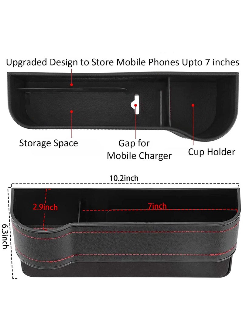 منظم فجوات مقعد السيارة، منظم تخزين السيارة، حامل أكواب وحدة التحكم في المقعد بالسيارة مع مساحة تخزين إضافية للبطاقات والمفاتيح والعملات المعدنية (قطعتان) - Image 3
