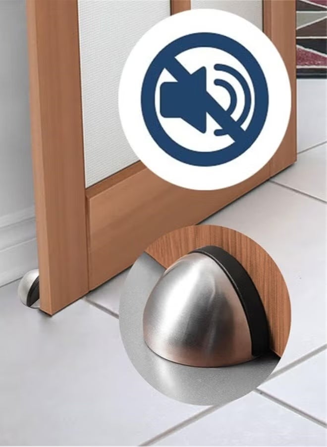 سدادة باب، سدادة باب أرضية لأسفل الباب، واقي حائط من المطاط الأسود بدون حفر، 4 عبوات - Image 5