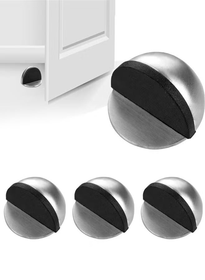 سدادة باب، سدادة باب أرضية لأسفل الباب، واقي حائط من المطاط الأسود بدون حفر، 4 عبوات - Image 1