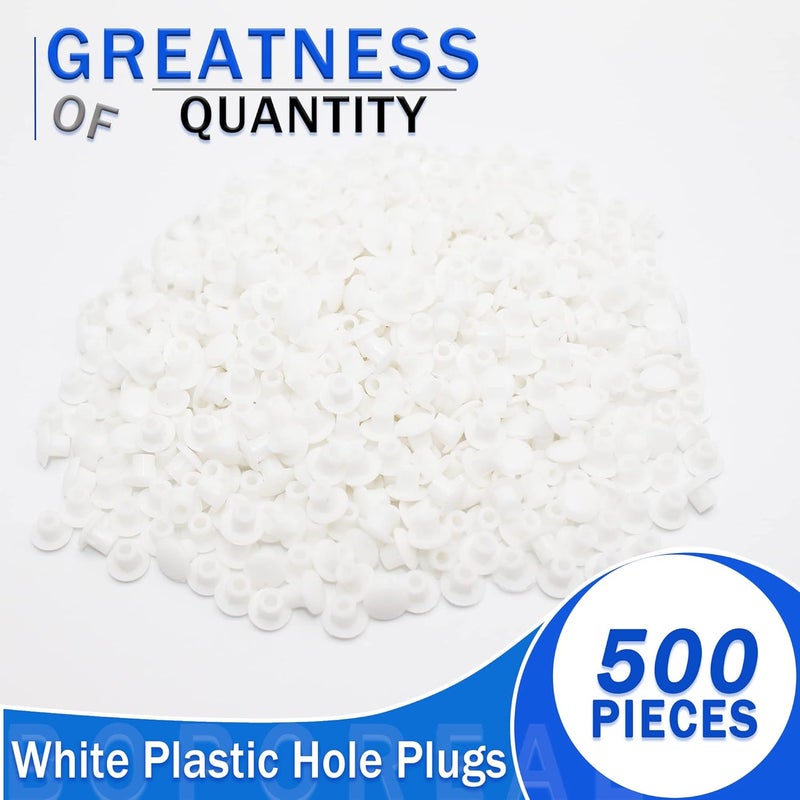 BOPOREAE 500Pcs 3/16 Inch Plastic White Hole Plugs, 5 mm Round Button Shelf Hole Plugs, Cabinet Closet Cupboard Shelves Furniture Peg Pin Nail Screw Drilling Hole Covers Caps - Image 2
