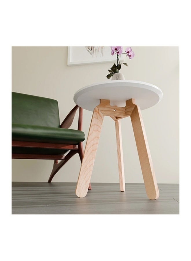YI ONE Coffee Table – Round White Powder-Coated Top with Wooden Legs, 500×500×520 mm, Indoor & Outdoor Modern Side Table - Image 3