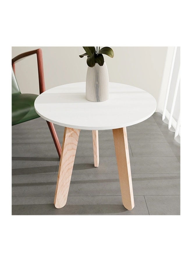 YI ONE Coffee Table – Round White Powder-Coated Top with Wooden Legs, 500×500×520 mm, Indoor & Outdoor Modern Side Table - Image 4
