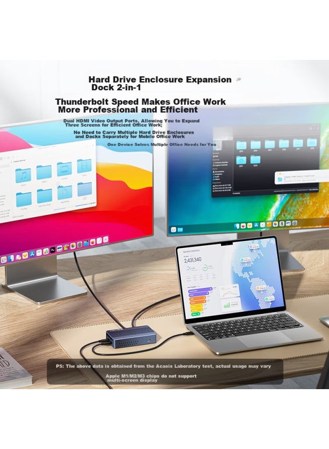 Acasis Thunderbolt 3 Expansion Dock, Nvme M.2 Portable Hard Drive Enclosure, Ultra Hd 8k Thunderbolt Converter, Compatible With Laptops, Thunderbolt 3 Expansion Dock Tbu405max - Image 1