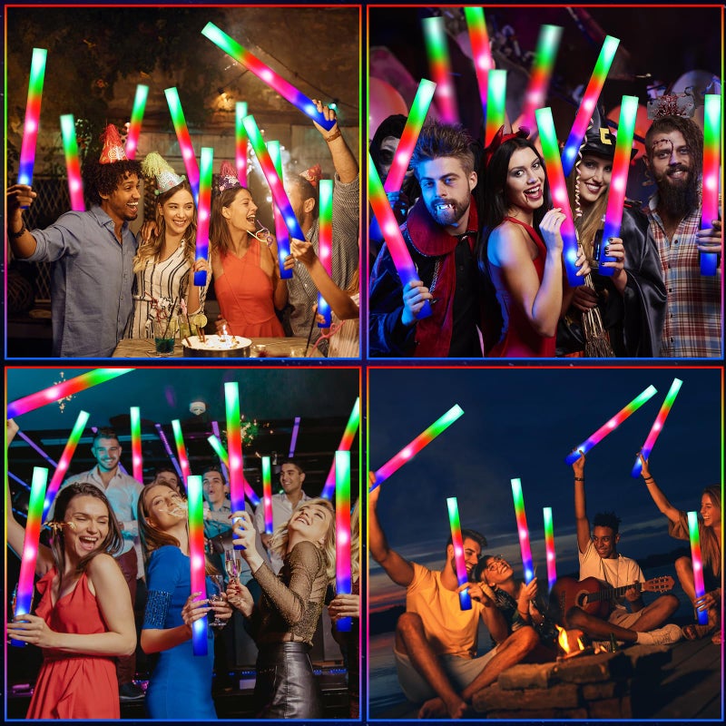 OLUPP 72PCS Foam Glow Sticks, Foam Light Up Sticks with 3 Modes Colorful Flashing, Glow Sticks for Wedding, Glow Stick Bulk Party Pack for Wedding, Raves, Concert, Camping, Carnival - Image 3