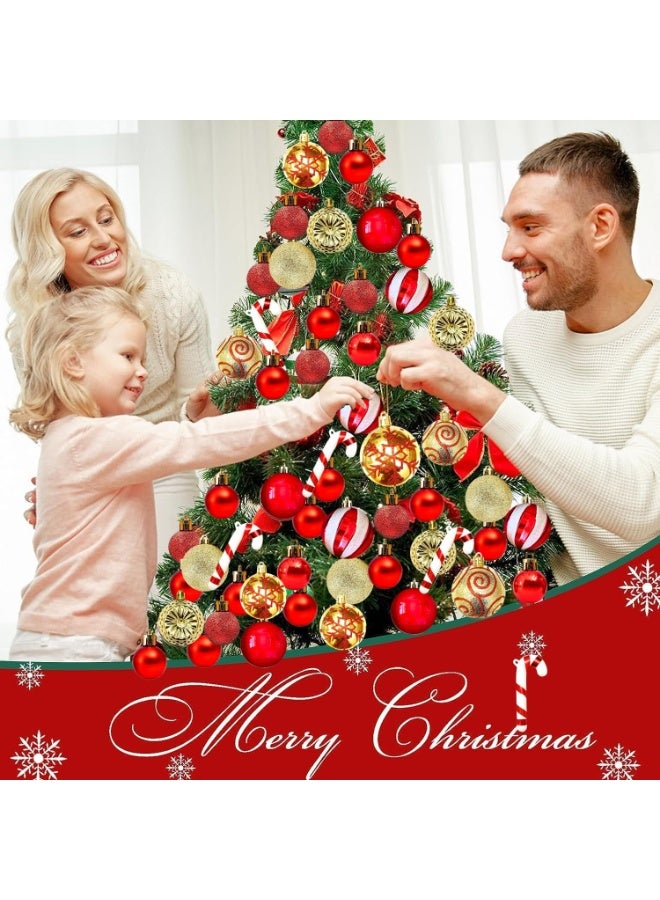 AIWANTO 40Pcs Red, White & Gold Christmas Ornaments Set – Shatterproof Balls & Baubles for Christmas Tree, Glitter & Matte Finish, Holiday Party Home Decorations - Image 5
