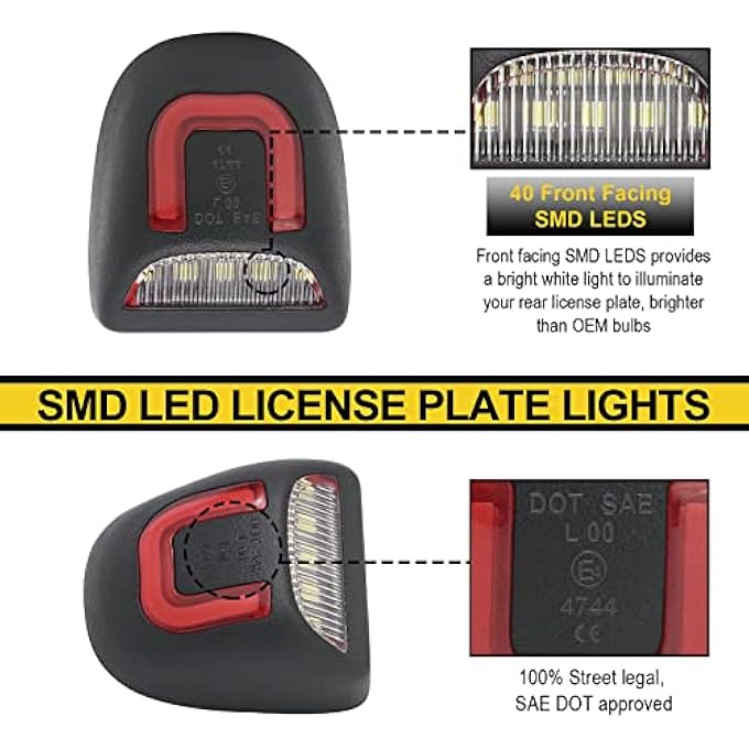 R&F Auto Red UShaped Led License Plate Lights Compatible With Silverado  Sierra 1500 2500 3500 HdAvalancheTahoeSuburbanTraverseYukonYukon XlEscalade  EsvExt Pickup Tag Lamp - Image 4