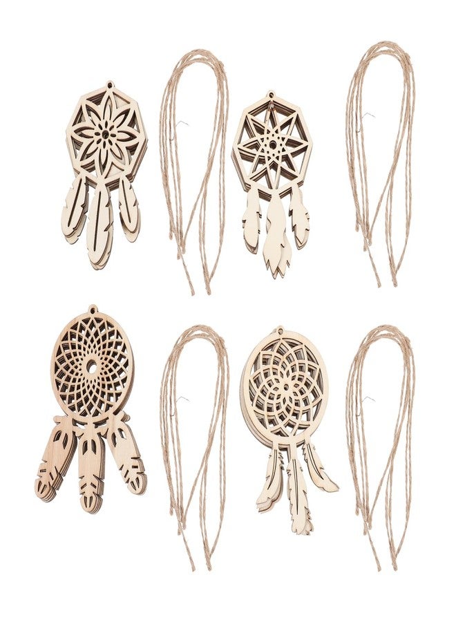 Artibetter Wooden Dream Catcher Ornaments to Paint: 40 Sets DIY Blank Unfinished Wood Cutouts Ornament - 4 Styles Wooden Crafts Slices Circles for Crafts Home Decoration Project - Image 1