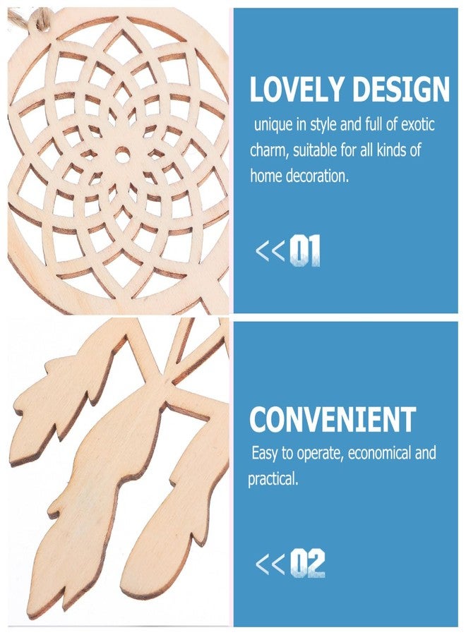 Artibetter Wooden Dream Catcher Ornaments to Paint: 40 Sets DIY Blank Unfinished Wood Cutouts Ornament - 4 Styles Wooden Crafts Slices Circles for Crafts Home Decoration Project - Image 3