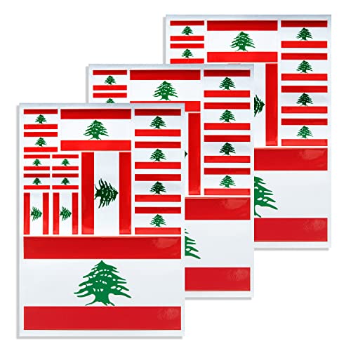 CANTENDO 3Pack Lebanon Flag Decal Lebanese Flags Reflective Vinyl Car Stickers for Car Window Bumper Waterproof Sticker 12 x 85 Inch - Image 1