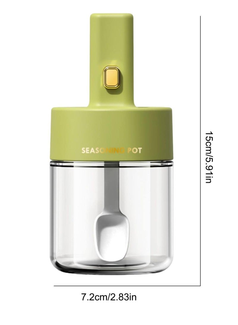 UrbanEssentia Glass Spice Jars with Spoon Cover, Set of 3pcs, Retractable Spoon, 275ml Seasoning Jars With Air-Tight Lid, Spice Organizer Bottles, Kitchen Organizer Condiment Pots.  - Image 2