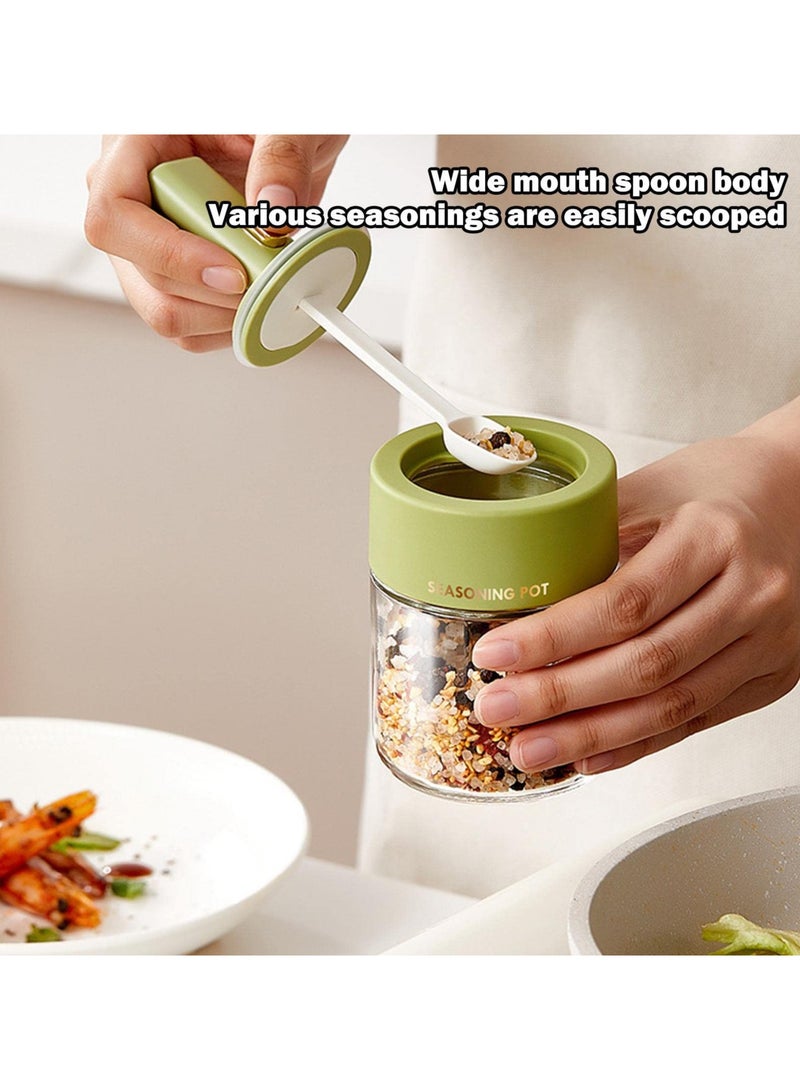 UrbanEssentia Glass Spice Jars with Spoon Cover, Set of 3pcs, Retractable Spoon, 275ml Seasoning Jars With Air-Tight Lid, Spice Organizer Bottles, Kitchen Organizer Condiment Pots.  - Image 5