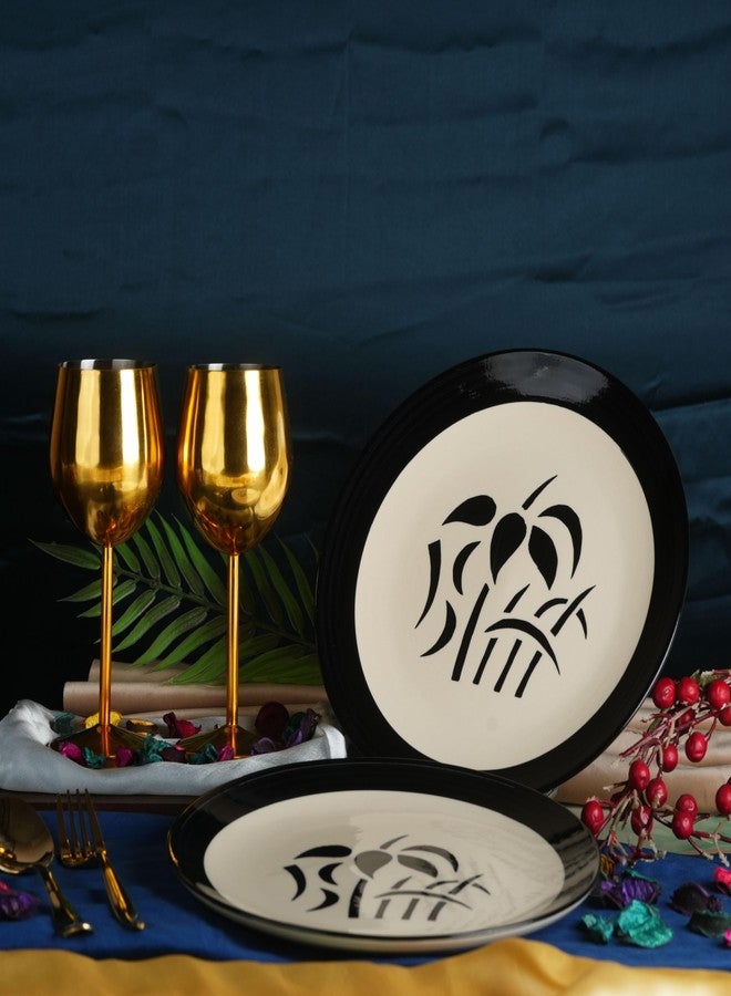 Caffeine Ceramic Handmade Stoneware Black Imperial Quarter Plate 7”(Set of 4 Dishwasher & Microwave Safe) - Image 3