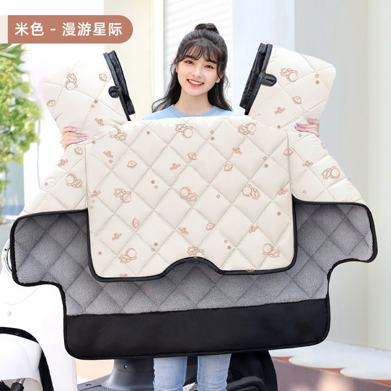 Generic Thickened Fleece Electric Bike Windshield Cover Mibai Wandering Starcraft [Flank Widening]-Double Windbreak Sleeve 