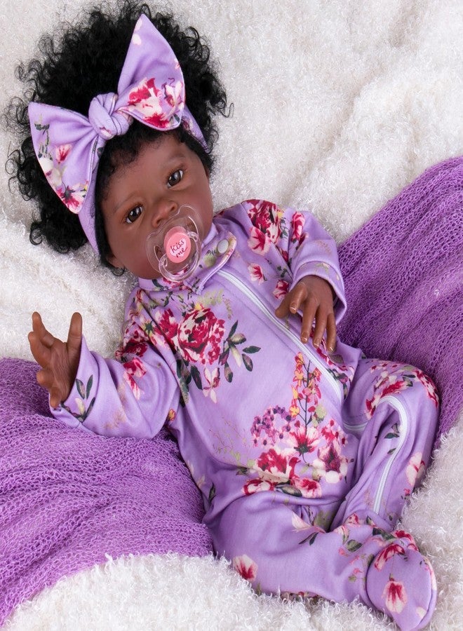 Aori Black Reborn Baby Dolls Girl - Lifelike Black American Babies That Look Real 20 inches, Realistic Baby Girls Soft Vinyl Newborn Dolls with Weighted Cloth Body, Set for Kids 3+ - Image 2