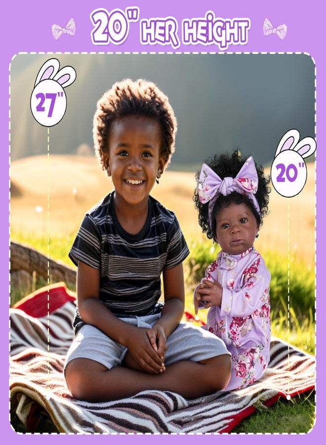 Aori Black Reborn Baby Dolls Girl - Lifelike Black American Babies That Look Real 20 inches, Realistic Baby Girls Soft Vinyl Newborn Dolls with Weighted Cloth Body, Set for Kids 3+ - Image 5
