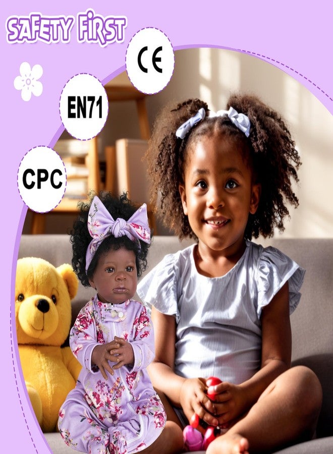 Aori Black Reborn Baby Dolls Girl - Lifelike Black American Babies That Look Real 20 inches, Realistic Baby Girls Soft Vinyl Newborn Dolls with Weighted Cloth Body, Set for Kids 3+ - Image 4