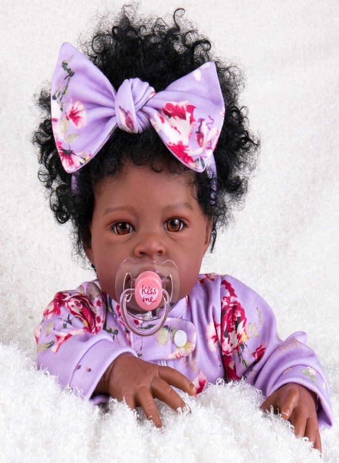 Aori Black Reborn Baby Dolls Girl - Lifelike Black American Babies That Look Real 20 inches, Realistic Baby Girls Soft Vinyl Newborn Dolls with Weighted Cloth Body, Set for Kids 3+ - Image 1