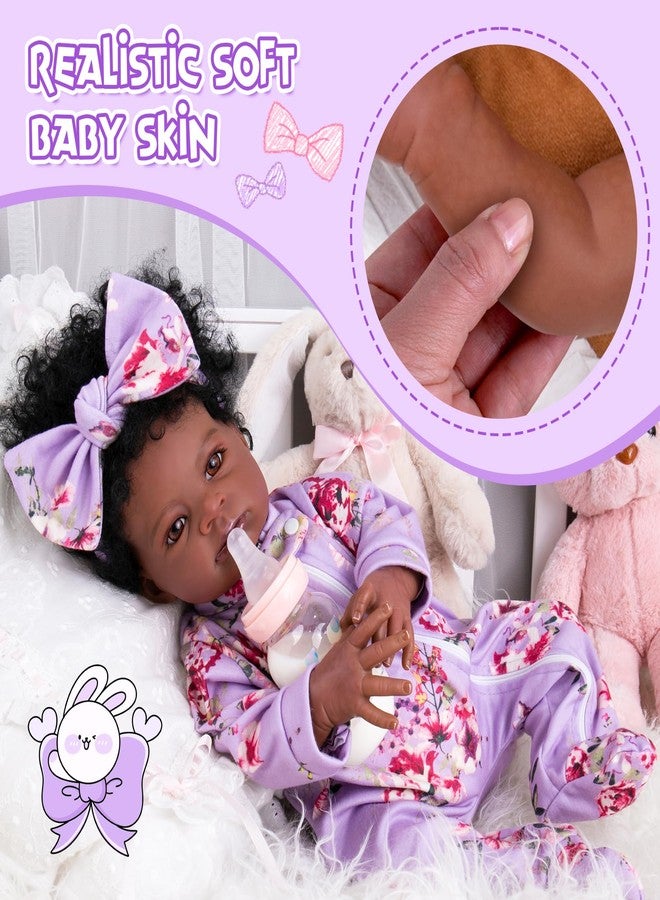 Aori Black Reborn Baby Dolls Girl - Lifelike Black American Babies That Look Real 20 inches, Realistic Baby Girls Soft Vinyl Newborn Dolls with Weighted Cloth Body, Set for Kids 3+ - Image 3