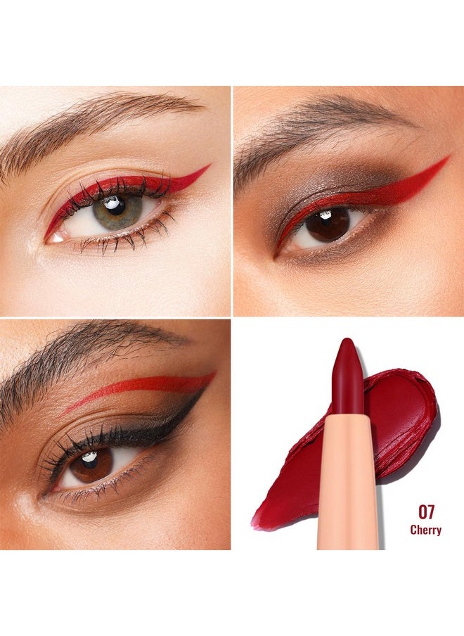 Oulac Oulac Red Eyeliner Pencil Retractable 2in1 Waterproof Eye Liner and Lip Liners, Smooth and Creamy, Long Lasting Matte Finish, Vegan & Cruelty-Free, 07 Cherry  - Image 2