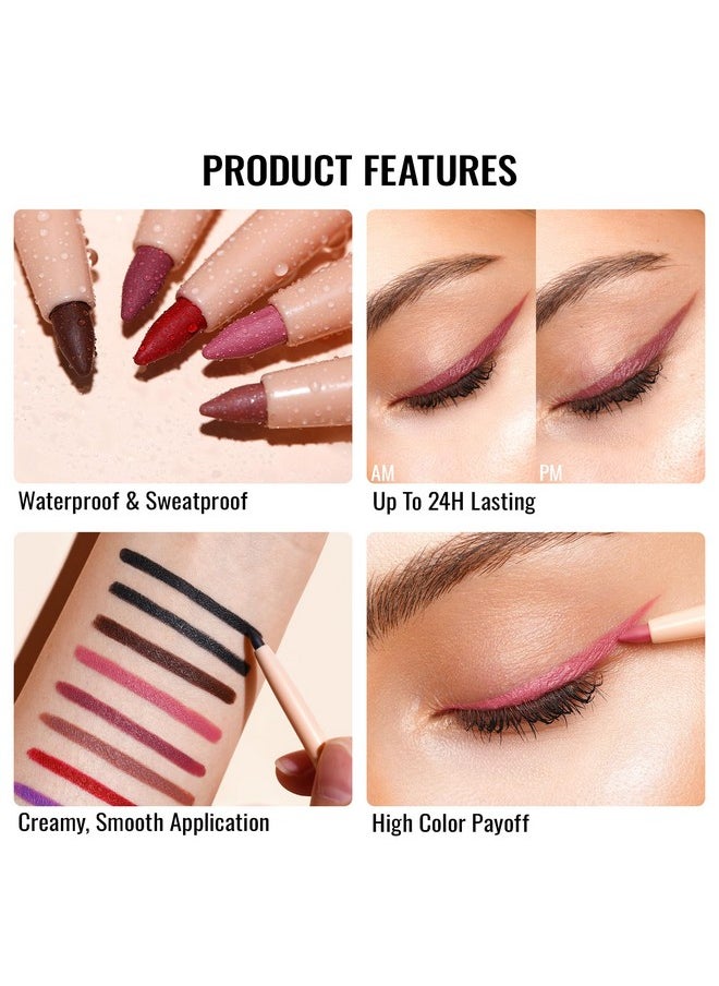 Oulac Oulac Red Eyeliner Pencil Retractable 2in1 Waterproof Eye Liner and Lip Liners, Smooth and Creamy, Long Lasting Matte Finish, Vegan & Cruelty-Free, 07 Cherry  - Image 4