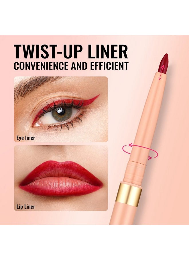 Oulac Oulac Red Eyeliner Pencil Retractable 2in1 Waterproof Eye Liner and Lip Liners, Smooth and Creamy, Long Lasting Matte Finish, Vegan & Cruelty-Free, 07 Cherry  - Image 3