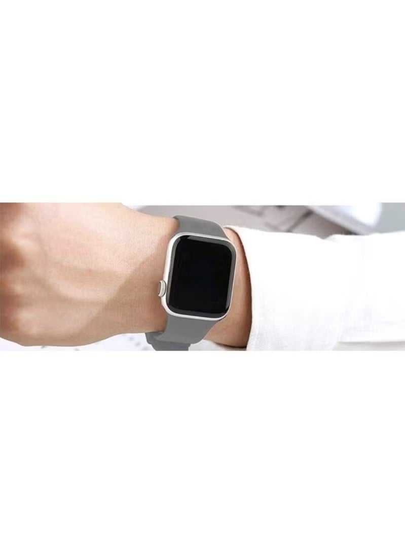 Fashionable Silicone Strap for Apple Watch - Gray - Sizes 42-44-45-49-mm - Image 4