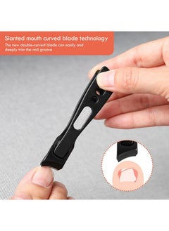 BEZOX Thick Nail Clipper With Slant Curved Blade - Seniors Toenail Clippers For Thick And Ingrown Nails, Fingernail Clippers With Built-In Nail File And Storage Pouch - Matte Black  - Image 5