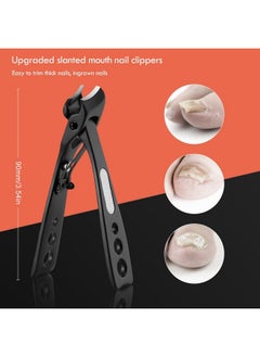 BEZOX Thick Nail Clipper With Slant Curved Blade - Seniors Toenail Clippers For Thick And Ingrown Nails, Fingernail Clippers With Built-In Nail File And Storage Pouch - Matte Black  - Image 3