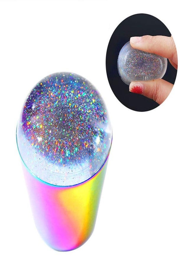 lasenersm 1 Piece Nail Art Stamper Nail Stamper Nail Stamping Kit Silicone Nail Art Stamper Stamping Palette Image Transfer Tool DIY Polish Print Template Manicure Tools(Multicolor) - Image 4