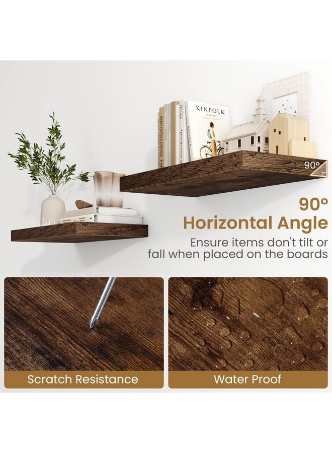 Fun Memories 9.3 Inch Deep Floating Shelves, Wall-Mounted Floating Shelf 24" W x 9.3" D, Deep Book Floating Shelves for Wall, 24 Inch Long Wall Shelves for Bathroom, Kitchen, Rustic Brown, 2 Pack - Image 5