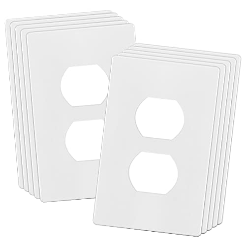 ENERLITES Screwless Duplex Wall Plate Covers, Child Safe Receptacle Outlet Covers, Size 1-Gang 4.68"x 2.93",Unbreakable Polycarbonate Thermoplastic,SI8821-W-10PCS,Glossy, White, 10 Pack - Image 1