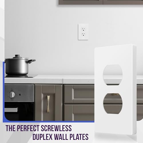 ENERLITES Screwless Duplex Wall Plate Covers, Child Safe Receptacle Outlet Covers, Size 1-Gang 4.68"x 2.93",Unbreakable Polycarbonate Thermoplastic,SI8821-W-10PCS,Glossy, White, 10 Pack - Image 3